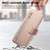 iPhone 18 Pro Max / 17 Pro Max Precision Hole Silver-Edged Ring RFID Blocking Zipper Wallet Magnetic Vegan Leather Phone Case - Pink