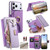 iPhone 18 Pro Max / 17 Pro Max Precision Hole Silver-Edged Ring RFID Blocking Zipper Wallet Magnetic Vegan Leather Phone Case - Purple