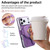 iPhone 18 Pro Max / 17 Pro Max Precision Hole Silver-Edged Ring RFID Blocking Zipper Wallet Magnetic Vegan Leather Phone Case - Purple