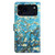 iPhone 18 Pro Max 3D Pattern Leather Phone Case - Blue Base Apricot Flower