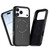iPhone 18 Pro Max Carbon Fiber Texture Vegan Leather Magnetic Phone Case - Black