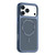 iPhone 18 Pro Max Carbon Fiber Texture Vegan Leather Magnetic Phone Case - Blue