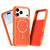 iPhone 18 Pro Max Carbon Fiber Texture Vegan Leather Magnetic Phone Case - Orange