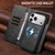 iPhone 18 Pro Max Cowhide Leather Texture RFID Detachable 2 in 1 Magnetic Vegan Leather Phone Case - Black