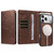 iPhone 18 Pro Max Cowhide Leather Texture RFID Detachable 2 in 1 Magnetic Vegan Leather Phone Case - Brown