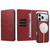iPhone 18 Pro Max Cowhide Leather Texture RFID Detachable 2 in 1 Magnetic Vegan Leather Phone Case - Red
