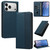 iPhone 18 Pro Max Embossed Meander Pattern RFID Vegan Leather Phone Case - Dark Blue