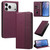 iPhone 18 Pro Max Embossed Meander Pattern RFID Vegan Leather Phone Case - Dark Purple