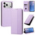 iPhone 18 Pro Max Embossed Meander Pattern RFID Vegan Leather Phone Case - Light Purple