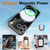 iPhone 18 Pro Max Fine Hole Glossy Glitter Magnetic TPU Phone Case with Same Color Hand Strap - Black