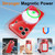 iPhone 18 Pro Max Fine Hole Glossy Glitter Magnetic TPU Phone Case with Same Color Hand Strap - Red