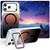 iPhone 18 Pro Max Gradient Discolor Lens Protector Kickstand Magnetic Phone Case - Black