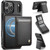 iPhone 18 Pro Max JEEHOOD J06 British Style RFID MagSafe Card Bag PU Phone Case - Black