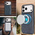 iPhone 18 Pro Max Kalebol Strong Magnetic MagSafe Tri-Fold Wallet Leather Phone Case - Blue