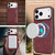 iPhone 18 Pro Max Kalebol Strong Magnetic MagSafe Tri-Fold Wallet Leather Phone Case - Red
