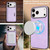 iPhone 18 Pro Max Kalebol Strong MagSafe Magnetic Two-Fold Card Bag Leather Phone Case - Purple