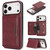 iPhone 18 Pro Max Kalebol Strong MagSafe Magnetic Two-Fold Card Bag Leather Phone Case - Red