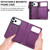 iPhone 18 Pro Max KLT-033 Detachable 2 in 1 Zipper Wallet Magnetic Phone Case with Lanyard - Purple