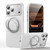 iPhone 18 Pro Max Leather Texture 360 Degrees Rotating Magnetic Holder Phone Case - Silver