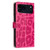iPhone 18 Pro Max Leopard Print Wallet Vegan Leather Phone Case with Lanyard - Rose Red