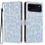 iPhone 18 Pro Max Leopard Print Wallet Vegan Leather Phone Case with Lanyard - Sky Blue