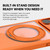 iPhone 18 Pro Max Liquid Silicone Frame Hybrid Clear Back Panel Rotatable Magnetic Holder Phone Case - Orange