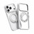 iPhone 18 Pro Max Liquid Silicone Frame Hybrid Clear Back Panel Rotatable Magnetic Holder Phone Case - White