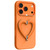 iPhone 18 Pro Max Liquid Silicone Metal Heart-Shaped Kickstand Phone Case - Orange