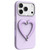 iPhone 18 Pro Max Liquid Silicone Metal Heart-Shaped Kickstand Phone Case - Purple