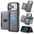 iPhone 18 Pro Max MAGKING K5 Series RFID Tri-fold Card Bag Detachable Magnetic Phone Case - Grey
