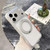 iPhone 18 Pro Max Matte Translucent 360 Rotation Magnetic Holder Phone Case - Platinum White