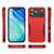 iPhone 18 Pro Max Pioneer Armor Heavy Duty PC + TPU Phone Case - Red+Rose Red