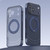 iPhone 18 Pro Max QN2 Skin-Friendly AirBag Magnetic Shockproof Phone Case with 360 Rotation Holder - Dark Blue