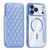 iPhone 18 Pro Max Shield Magsafe RFID Anti-theft Rhombus Leather Phone Case - Blue
