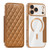 iPhone 18 Pro Max Shield Magsafe RFID Anti-theft Rhombus Leather Phone Case - Brown