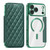 iPhone 18 Pro Max Shield Magsafe RFID Anti-theft Rhombus Leather Phone Case - Green