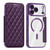 iPhone 18 Pro Max Shield Magsafe RFID Anti-theft Rhombus Leather Phone Case - Purple