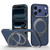 iPhone 18 Pro Max SULADA Kevlar Grid Patterned Skin Feel Rotation Magnetic Holder Phone Case - Blue