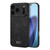 iPhone 18 Pro Max SULADA Shockproof TPU Hybrid Handmade Leather Precise Hole Phone Case - Black