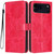 iPhone 18 Pro Max Sunflower Embossed Vegan Leather Phone Case with Small Black Rope - Red