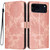 iPhone 18 Pro Max Sunflower Embossed Vegan Leather Phone Case with Small Black Rope - Rose Gold