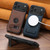 iPhone 18 Pro Max Suteni G2 Magsafe Litchi Texture Leather Back Phone Case with Holder - Blue