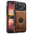 iPhone 18 Pro Max Suteni G2 Magsafe Oil Wax Leather Back Phone Case with Holder - Brown