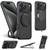 iPhone 18 Pro Max Suteni G3 Carbon Fiber Leather 360 Rotation Holder MagSafe Phone Case - Black