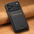 iPhone 18 Pro Max Suteni H02 Litchi Leather Card Wallet Stand Back Phone Case - Black