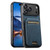 iPhone 18 Pro Max Suteni H02 Litchi Leather Card Wallet Stand Back Phone Case - Blue