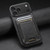 iPhone 18 Pro Max Suteni H03 Oil Wax Leather Wallet Stand Back Phone Case - Black