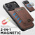 iPhone 18 Pro Max Suteni H16 Litchi Texture Leather Detachable Wallet Back Phone Case - Brown
