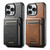 iPhone 18 Pro Max Suteni H19 Oil Wax 2-in-1 MagSafe Removable Card Box Back Phone Case - Brown
