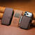 iPhone 18 Pro Max Suteni Q05 -in-1 Multi-function MagSafe Wallet Big Litchi Leather Phone Case - Brown